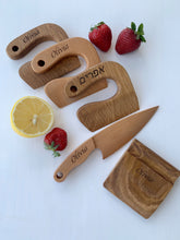 Load image into Gallery viewer, Personalised Safe Wooden Knife for Kids, Kids Utensil Montessori Knife, Oak Wood