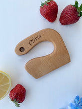 Load image into Gallery viewer, Personalised Safe Wooden Knife for Kids, Kids Utensil Montessori Knife, Beech Wood