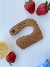 Load image into Gallery viewer, Personalised Safe Wooden Knife for Kids, Kids Utensil Montessori Knife, Oak Wood