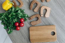 Load image into Gallery viewer, Wooden Safe Knife for Kids and Oak Cutting Board, Montessori Toddler Knife and Board set