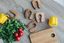 Load image into Gallery viewer, Safe Wooden Knife for Kids and Cutting Board, Toddler Utensil Montessori Toy, Child Oak Chopping board and 3 Choppers Set