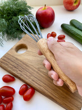 Load image into Gallery viewer, Cutting Board, Safe Wooden Knife, Butter Knife and Whisk for Kids SET, Toddler Utensil Montessori Toy Knife, Wooden Chopper