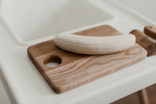 Load image into Gallery viewer, Safe Wooden Knife for Kids and Cutting Board, Toddler Utensil Montessori Toy, Child Oak Chopping board and 3 Choppers Set