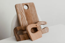 Load image into Gallery viewer, Safe Wooden Knife for Kids and Cutting Board, Toddler Utensil Montessori Toy, Child Oak Chopping board and 3 Choppers Set