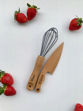 Load image into Gallery viewer, Personalised Safe Wooden Knife for Kids and Small Whisk set
