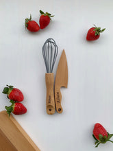 Load image into Gallery viewer, Personalised Safe Wooden Knife for Kids and Small Whisk set
