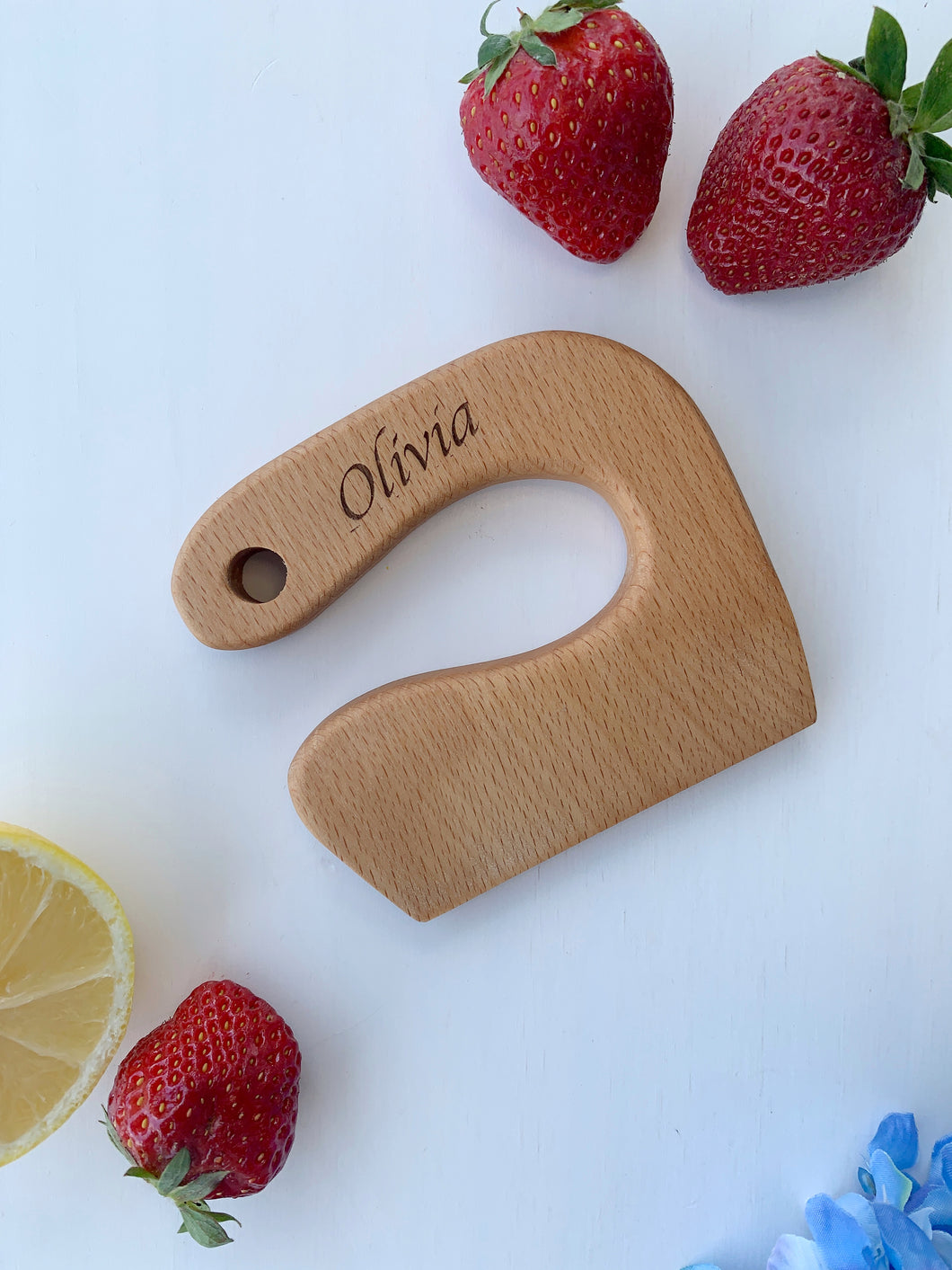 Personalised Safe Wooden Knife for Kids, Kids Utensil Montessori Knife, Beech Wood