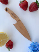 Load image into Gallery viewer, Personalised Safe Wooden Butter Knife for Kids, Montessori Knife
