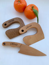 Load image into Gallery viewer, Personalised Safe Wooden Knife for Kids, Kids Utensil Montessori Knife, Beech Wood
