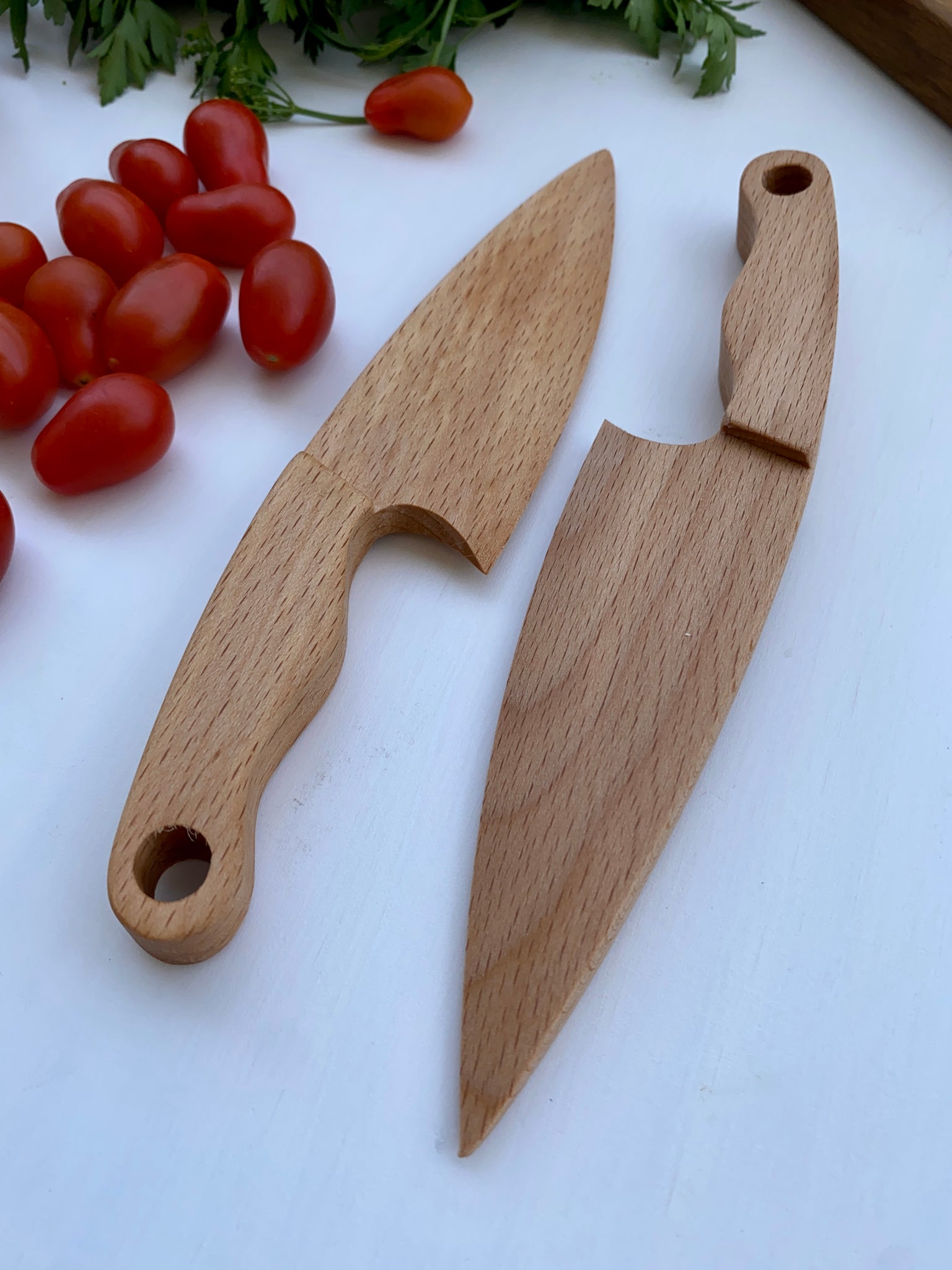 Safe Wooden Knife for Kids and Small Whisk set, Children's Utensil Mon –  olivkawood